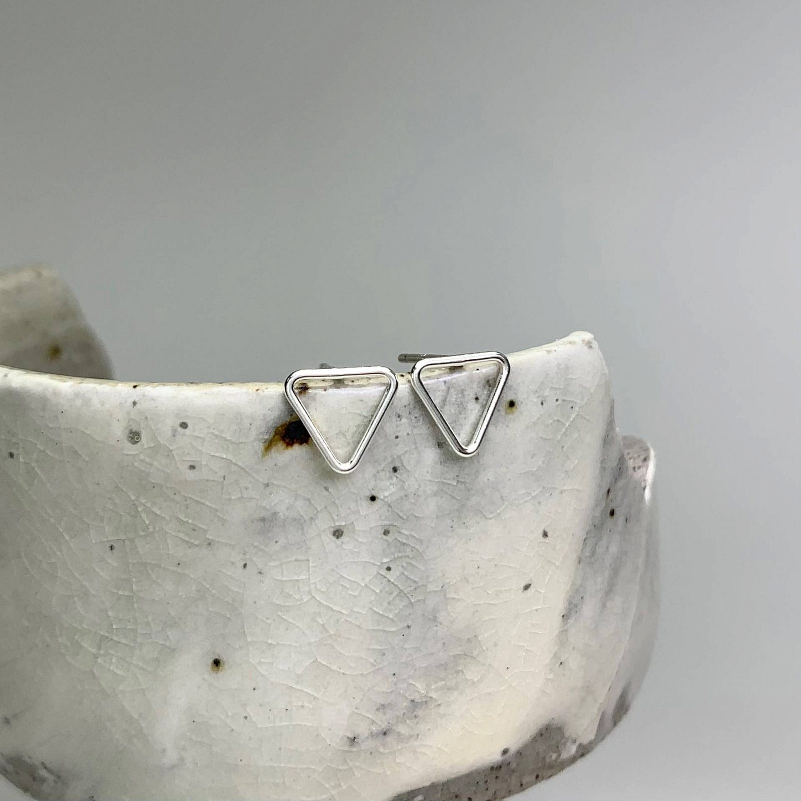 Yield Triangle Bubble Studs Earrings Sterling Silver .925