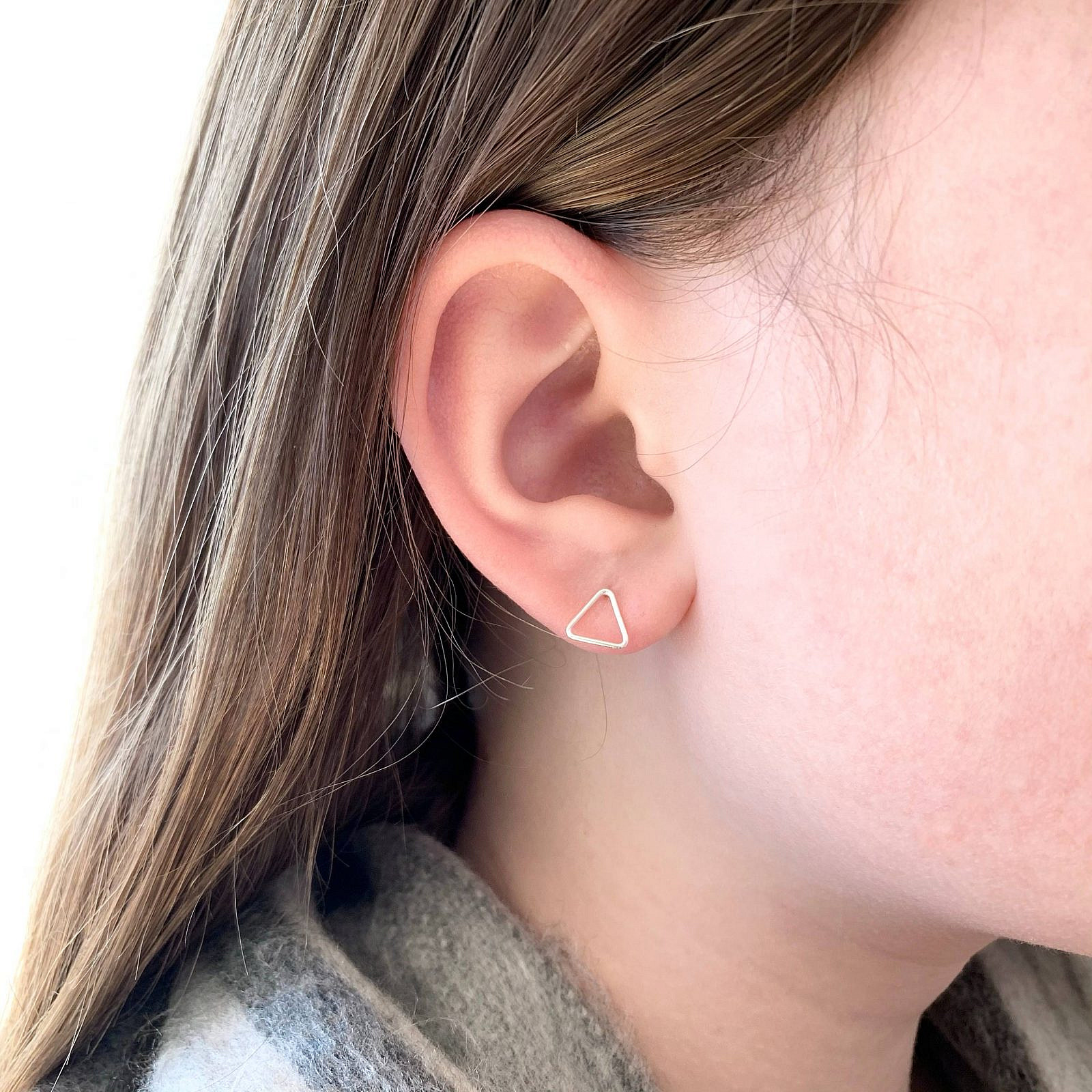 Yield Triangle Bubble Studs Earrings Sterling Silver .925 - Image 5