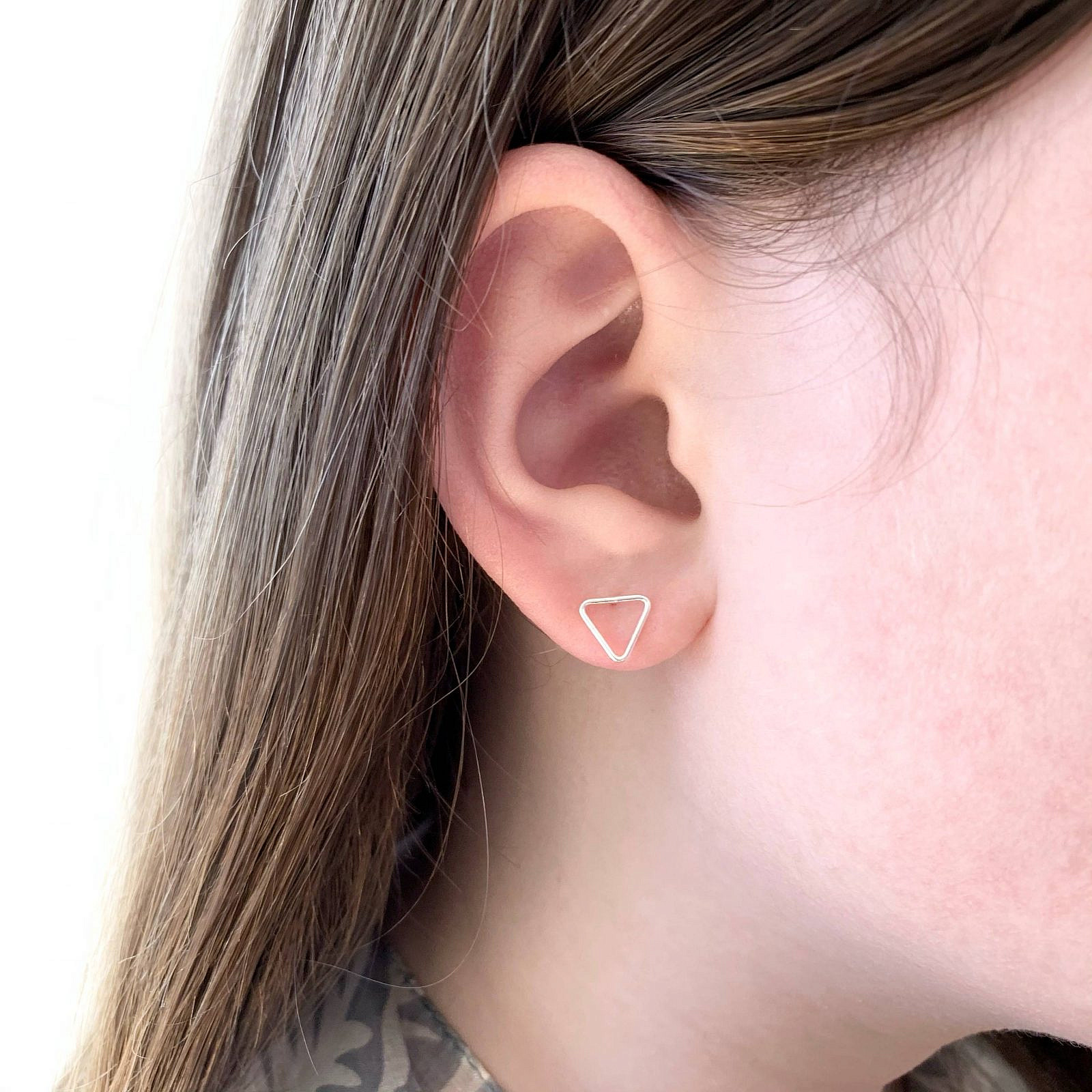 Yield Triangle Bubble Studs Earrings Sterling Silver .925 - Image 4
