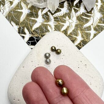 Alternative view of 5x5.5mm Dyed Bronze Green Potato Freshwater Pearls Paired Beads