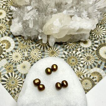 bronze green paired pearls