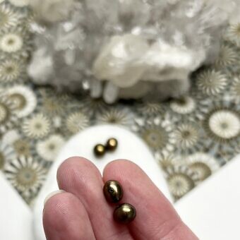 Alternative view of 5.5x6.5mm Dyed Bronze Green Potato Freshwater Pearls Paired Beads