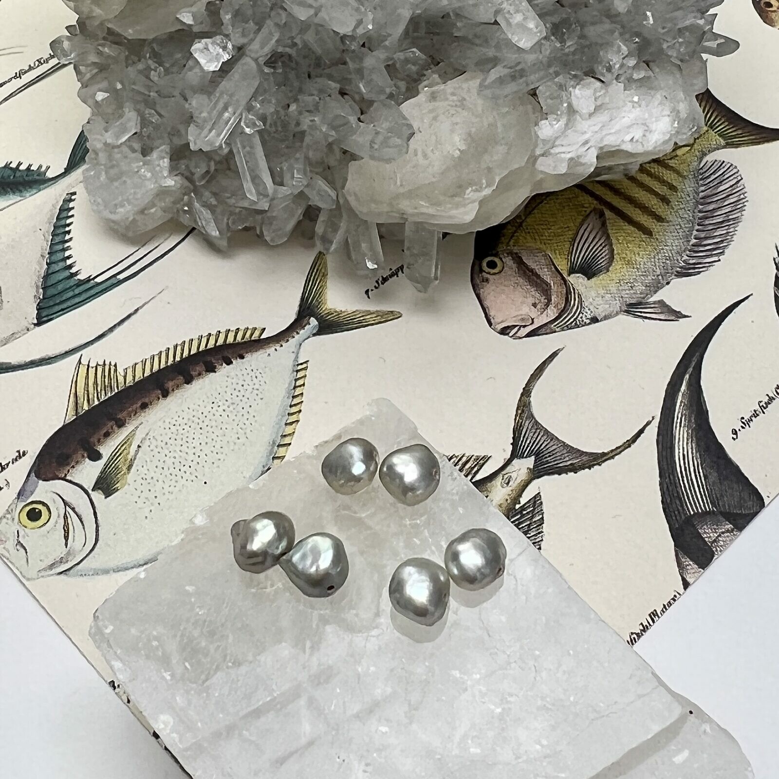 silver nugget paired pearls