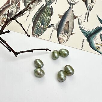 green paired pearls