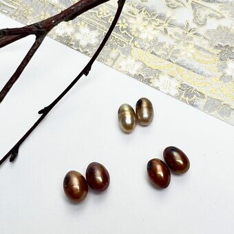 brown paired rice pearls