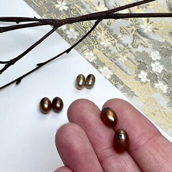 Alternative view of 6.5x9.5mm Dyed Bronze Brown Rice Freshwater Pearls Paired Beads