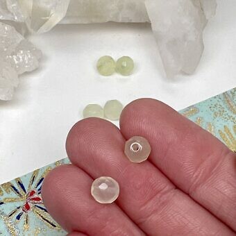 Alternative view of 6mm Faceted Round Serpentine (New Jade) Paired Beads