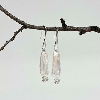Alternative view of Small Pendulum Marquise with Loop Hook Earrings Sterling Silver .925 Amoracast