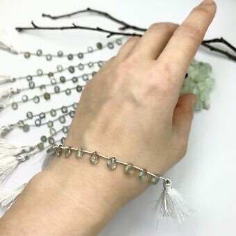 Alternative view of 5x7mm Micro Faceted Teardrop Moss Aquamarine Beads
