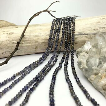 4x5.5mm Irregular Micro Faceted Saucer Iolite Rondelle Beads