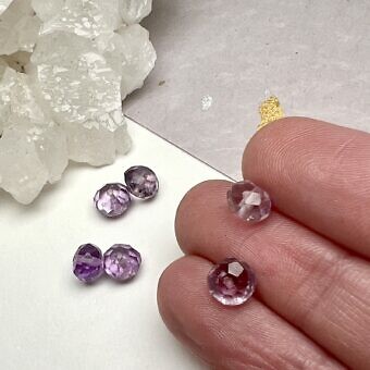 Alternative view of 4.5x6.5mm Irregular Faceted Rondelle Amethyst Paired Beads