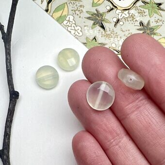 Alternative view of 10mm Faceted Coin Serpentine (New Jade) Paired Beads