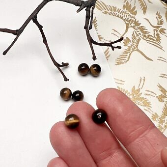 Alternative view of 6mm Smooth Round Tiger Eye Paired Beads