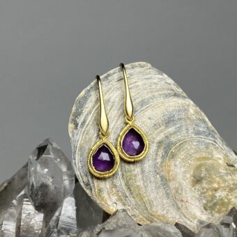 Alternative view of Small Pendulum Marquise with Loop Hook Earrings Satin 14kt Gold Vermeille Amoracast