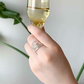 Alternative view of Double Arch Rainbow Stacking Ring Sterling Silver .925 Size 10