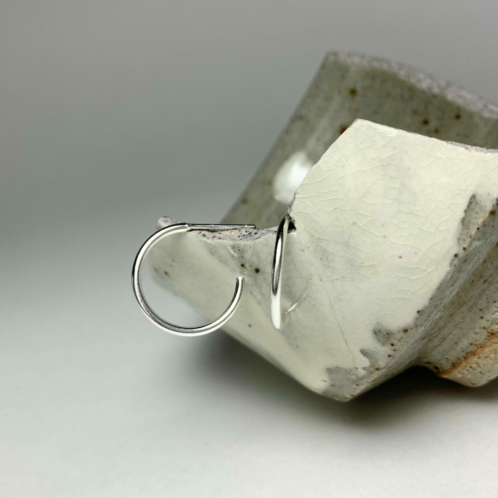 15mm 3/4 Hoop Studs Earrings Sterling Silver .925