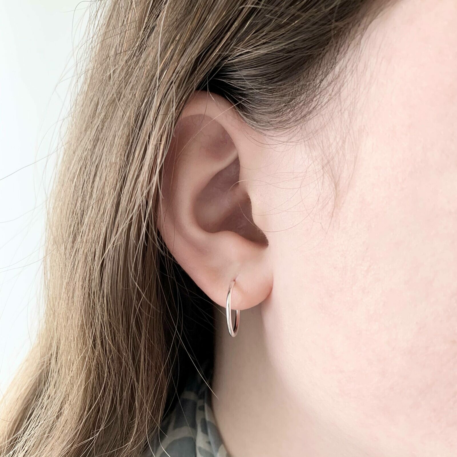 15mm 3/4 Hoop Studs Earrings Sterling Silver .925 - Image 4