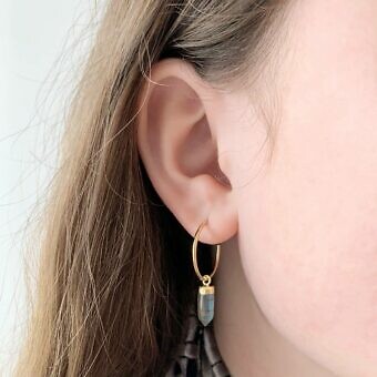 Alternative view of Clear Quartz Mini Faceted Pendulum 22kt Gold Plated Copper - Pendants Charms (April)