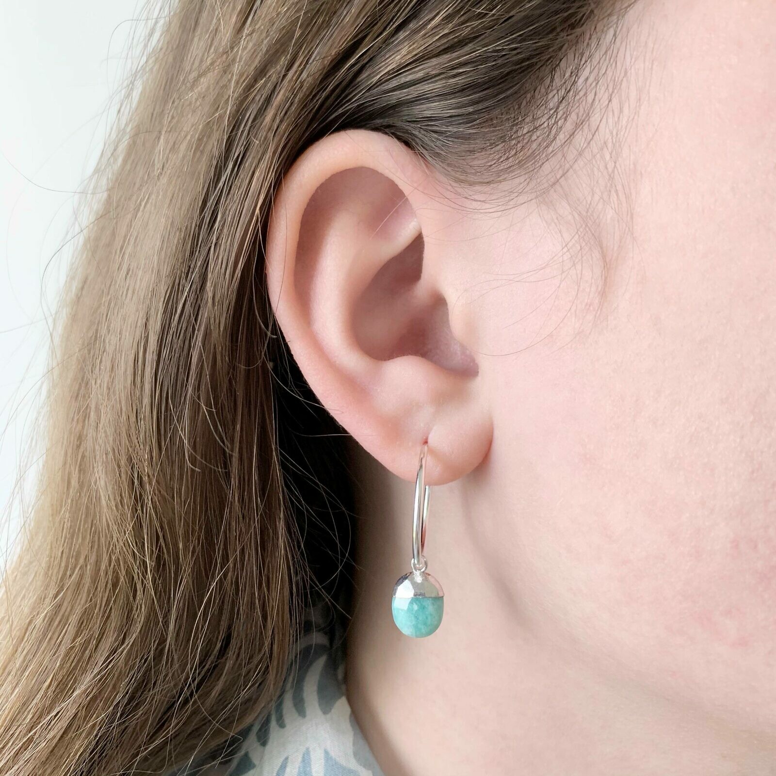 20mm 3/4 Hoop Studs Earrings Sterling Silver .925 - Image 2