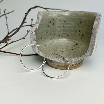 25mm 3/4 Hoop Studs Earrings Sterling Silver .925