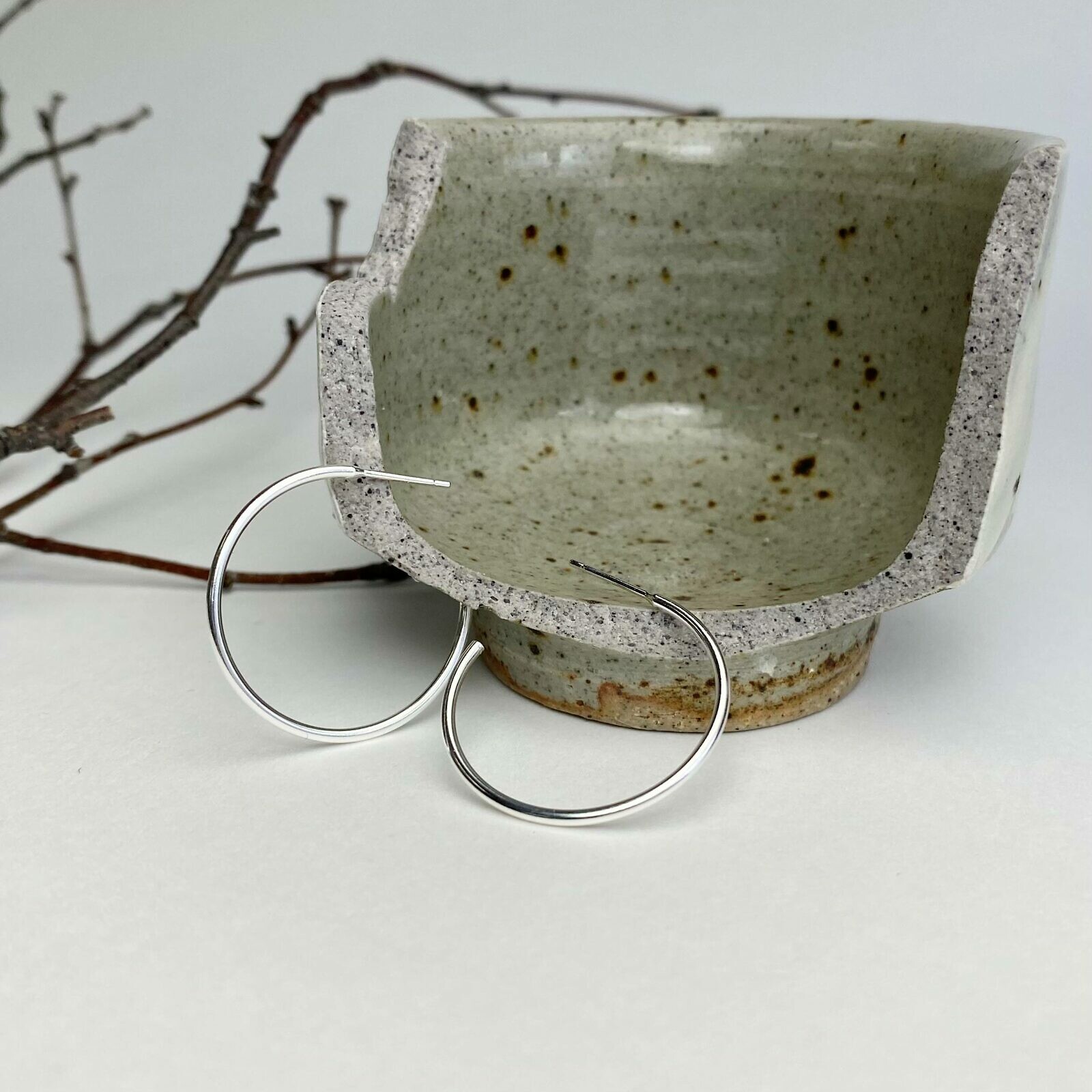 25mm 3/4 Hoop Studs Earrings Sterling Silver .925
