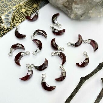 Garnet Moon Silver Charm