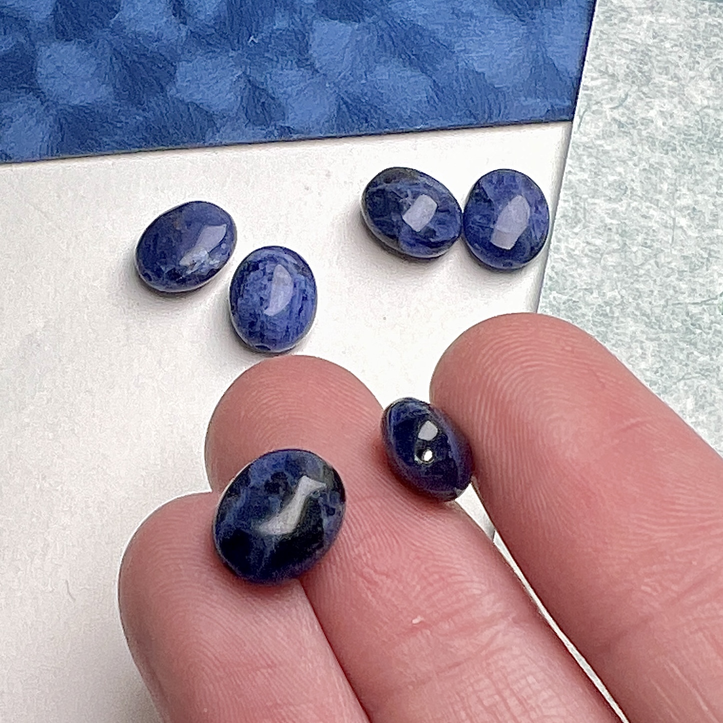 10x8mm Smooth Oval Sodalite Paired Beads - Image 2