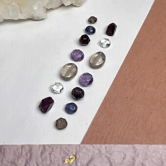 Alternative view of Mixed Handcut Faceted Gemstones Paired Beads