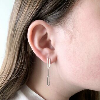 Alternative view of 3 Link Paperclip Chain Studs Earrings Sterling Silver .925
