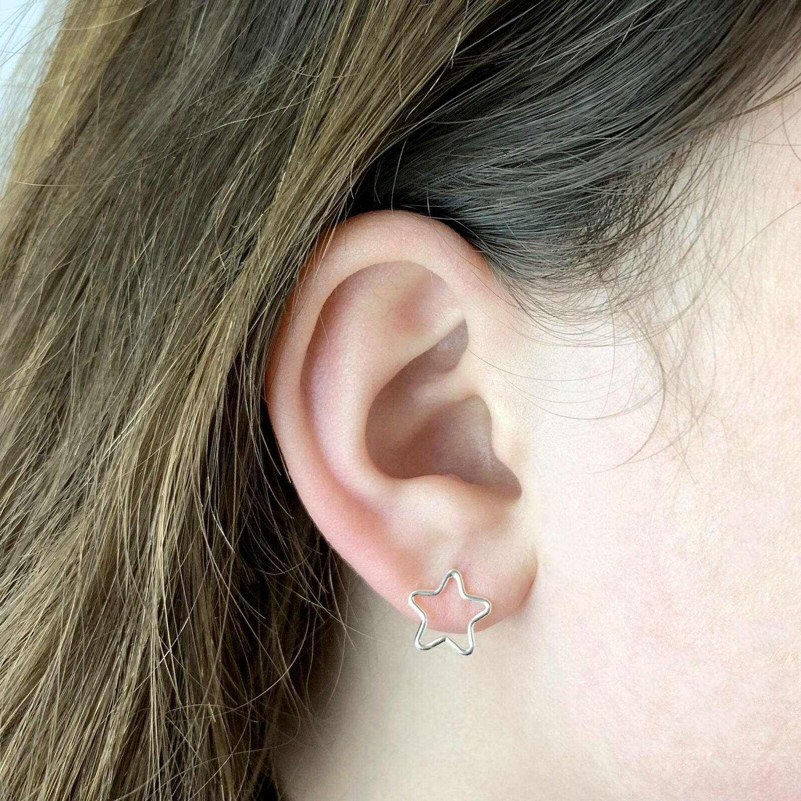 Star Bubble Studs Earrings Sterling Silver .925 - Image 2