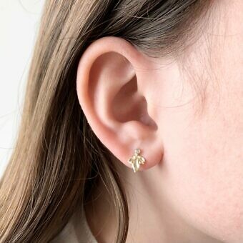 Alternative view of 2mm Round Clear CZ Crystals Studs Earrings 14kt Gold Filled (April)