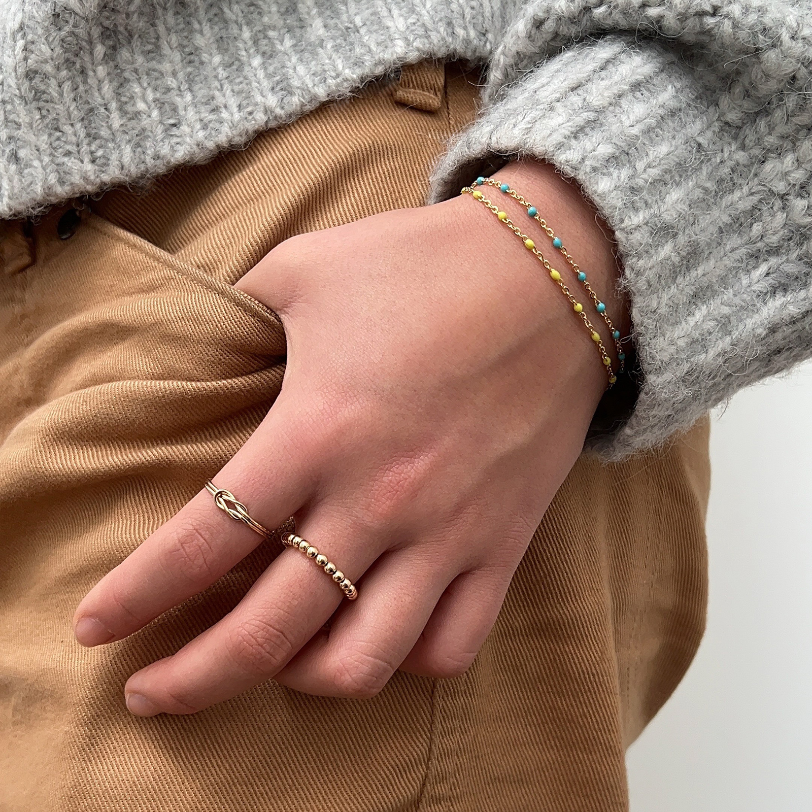 Flex 3mm Bead Stretchy Stacking Ring 14kt Gold Filled Size 5 - Image 2