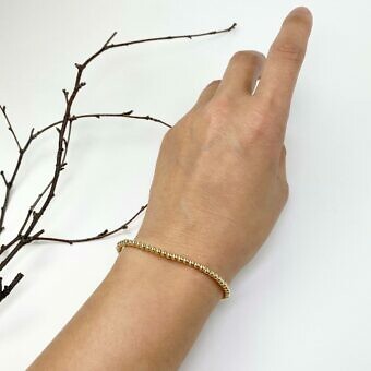 Alternative view of 6.5 Inches 3mm Smooth Seamless Bead Ball Stretchy Elastic Bracelets 14kt Gold Filled