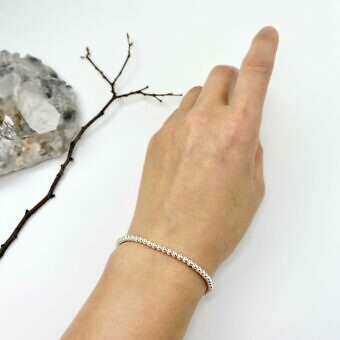 Alternative view of 6.5 Inches 3mm Smooth Seamless Bead Ball Stretchy Elastic Bracelets Sterling Silver .925