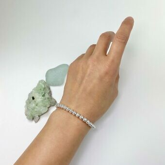 Alternative view of 6.5 Inches 5mm Smooth Seamless Bead Ball Stretchy Elastic Bracelets Sterling Silver .925