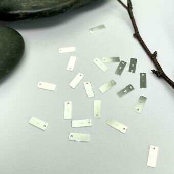 Mini Rectangle Stamping Disc Blanks Quality Tags Sterling Silver .925 - Pendants Charms