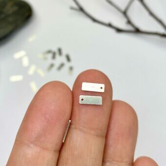 Alternative view of Mini Rectangle Stamping Disc Blanks Quality Tags Sterling Silver .925 - Pendants Charms