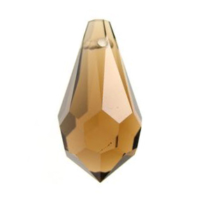 18x9mm Smoke Topaz Brown XL Flat Top Faceted Briolette Teardrop Czech Preciosa Crystals Beads