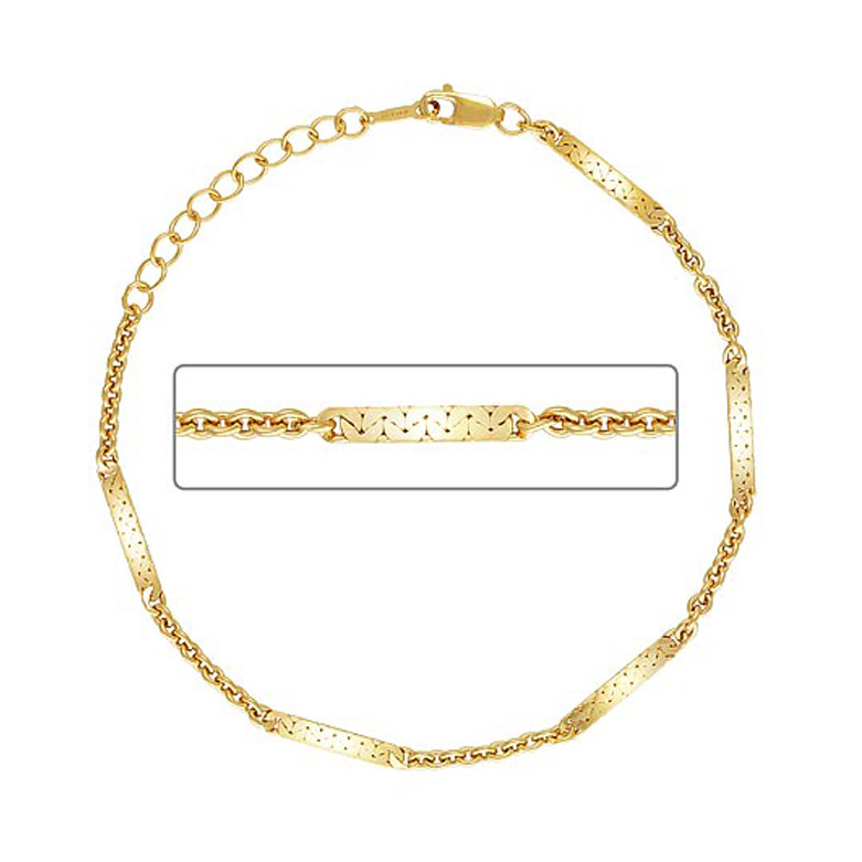 6.5" Half Dapped Cable Chain Bracelet with 1" Extender 14kt Gold Filled - Image 4