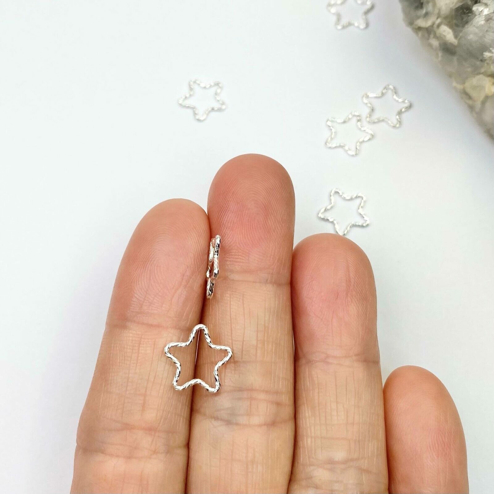 Mini Sparkle Bubble Star Sterling Silver .925 - Connectors Pendants Charms - Image 2
