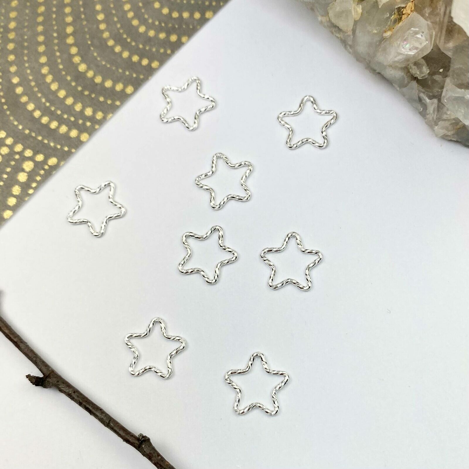 Mini Sparkle Bubble Star Sterling Silver .925 - Connectors Pendants Charms