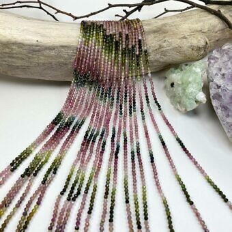 2.95mm Micro Faceted Round Watermelon Tourmaline Beads