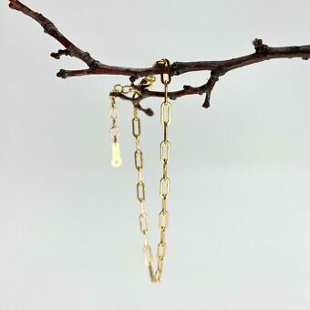 6.5 Inches Paperclip Flat Staple Chain Bracelets with 1" Extender 14kt Gold Filled