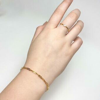 Alternative view of 6.5 Inches Paperclip Flat Staple Chain Bracelets with 1" Extender 14kt Gold Filled