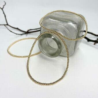 6.5 Inches 2mm Smooth Seamless Bead Ball Stretchy Elastic Bracelets 14kt Gold Filled