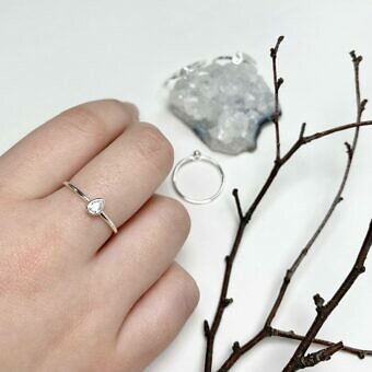 Alternative view of Rain Drop CZ Stacking Ring Sterling Silver .925 Size 9