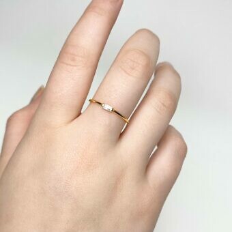 Alternative view of Baguette Clear Crystal CZ Stacking Ring 14kt Gold Plated Sterling Silver .925 – Protective Coating Size 6