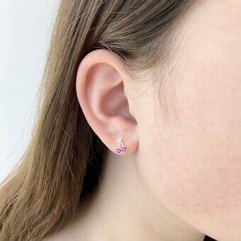 Alternative view of Very Cherry Studs Earrings with Red CZ Crystals Sterling Silver .925