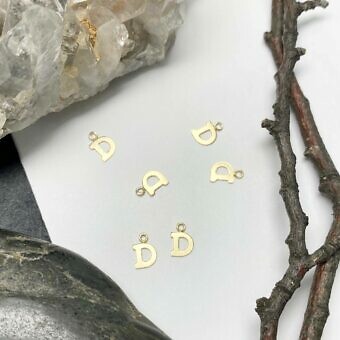 Letter D Initials Cut-Out Disc 14kt Gold Filled - Pendants Charms