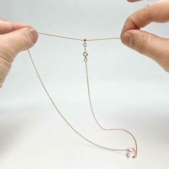 18" Cable Oval Adjustable Necklace with Sliding Bead 14kt Gold Filled